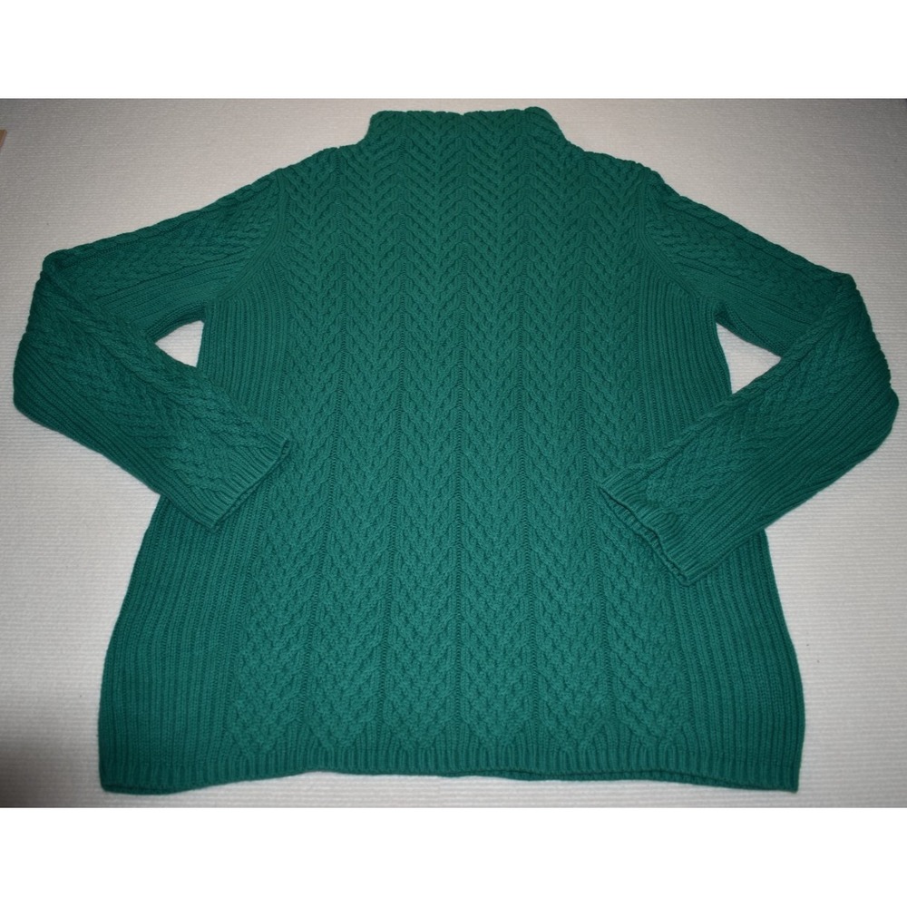 Liz Claiborne Women's Green Cable Knit Turtleneck Sweater Size XL